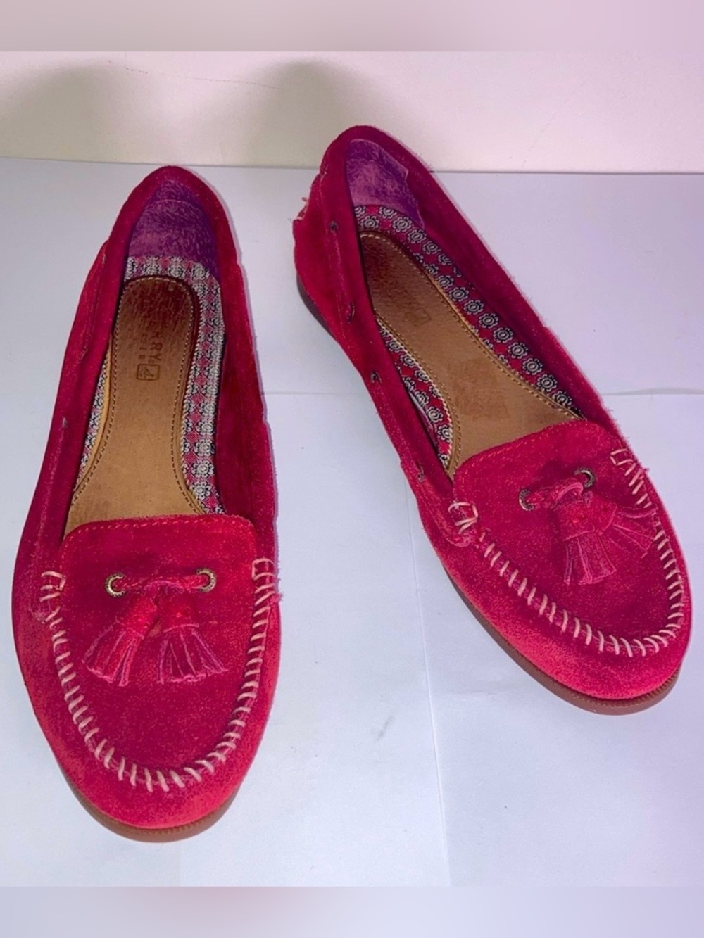 Sperry Tassel Loafers in Red, Size 7.5 EUC